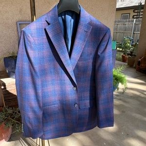 Saks Fifth Avenue wool blend blazer… blue plaid